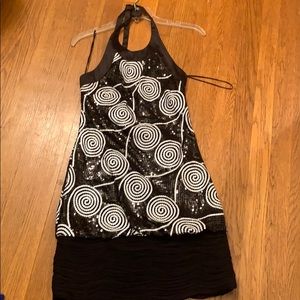 Cache sequenced halter dress